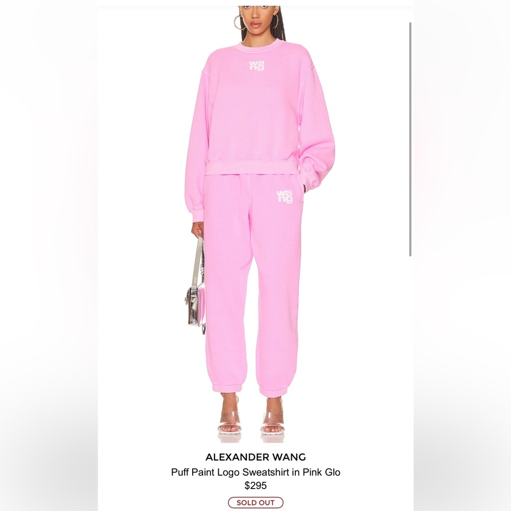 Alexander Wang Puff Paint Logo Sweatsuit in Pink Glo